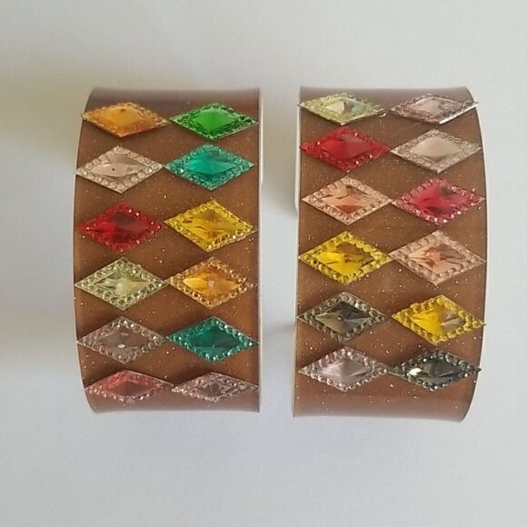 1 dozen Acrylic Cuff Bracelets with Embellishments - Picture 7 of 9